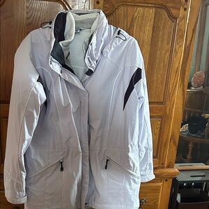 Columbia women’s lavender white and purple two in one jacket!  Waterproof